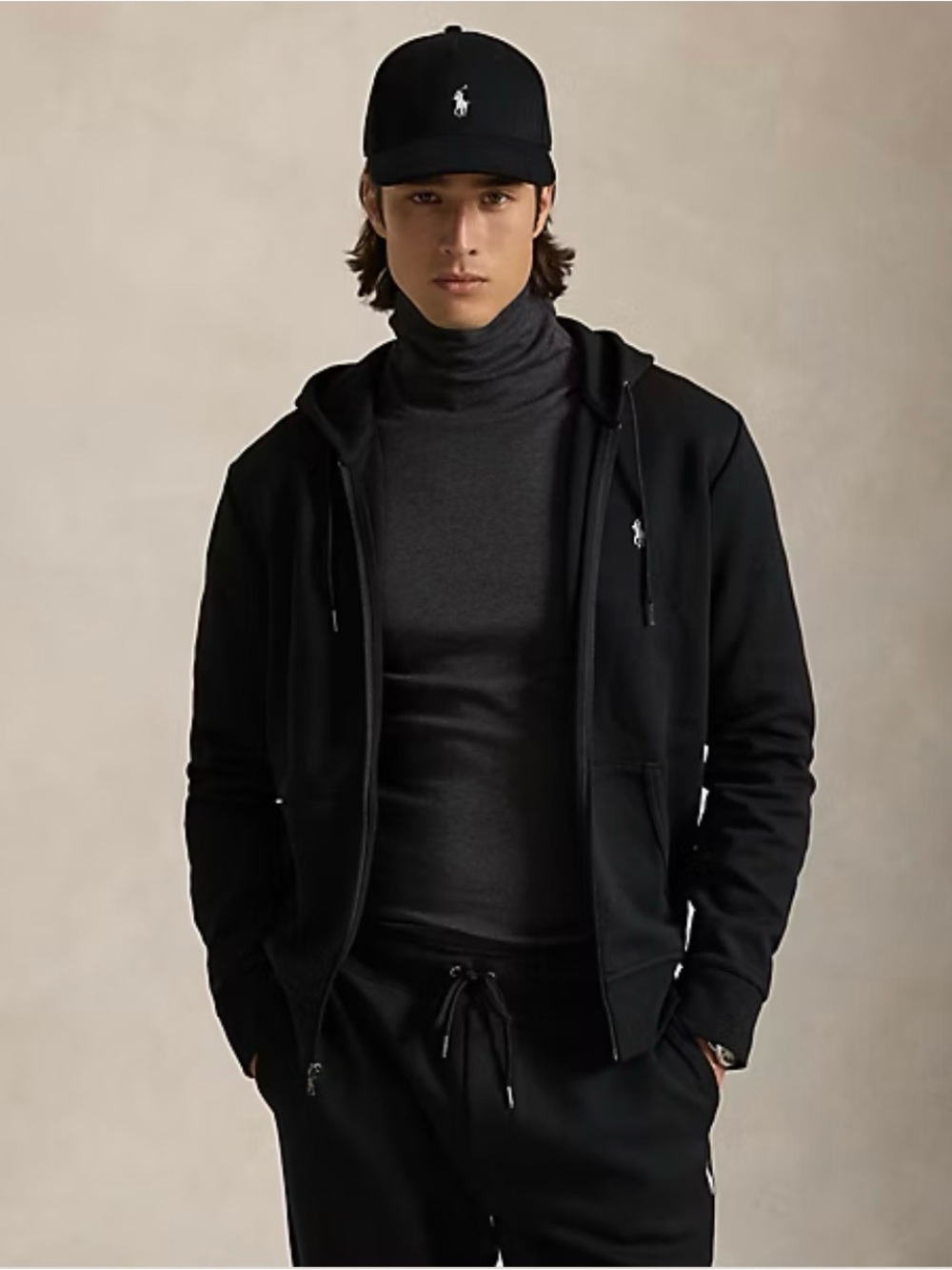 Polo Ralph Lauren Black Zip Hoodie Sz-XL